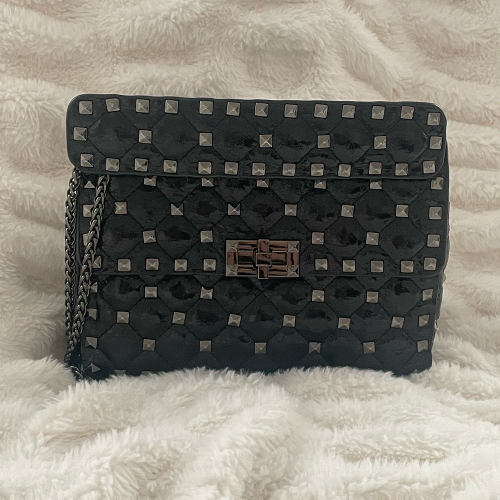 Studded leather shoulder bag